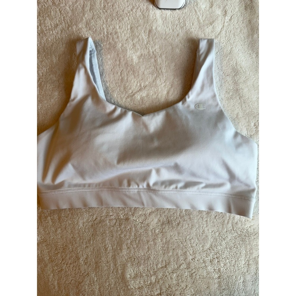 Champion White Authentic Athleticwear Sports Bra B2305 Scoop Neck L